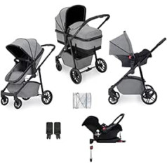 Ickle Bubba Zira 3-in-1 Travel System: with Carrycot Reversible Pushchair (Space Grey, Galaxy Car Seat)