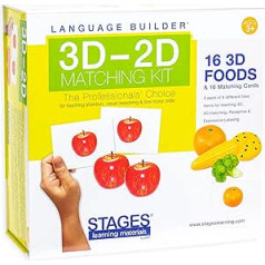 Stages Learning Language Builder 3D-2D Foods Matching Kit autisma izglītībai un ABA terapijas zibatmiņas kartēm