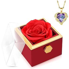 Jazlyvex Eternal Rose with Necklace Jewellery Gift Box, Infinity Rose Preserved Rose, Women Rose Gift, Valentine's Day, Wedding Anniversary, Mother's Day, Birthday Gift for Girlfriend, Mum, Mother