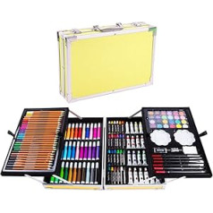 145 Pieces Children's Painting Set, JasCherry Painting Box for Children, Deluxe Art Set with Aluminium Case, Ideal Watercolour Pencils Set for Artists, Adults and Children