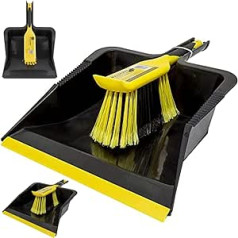 Golden Reality Large Heavy Duty Bulldozer Dustpan & Broom Set for Indoor, Outdoor, Gardens, Construction Sites and Industrial Use - Durable and Strong