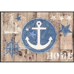 Salonloewe Fußmatte mazgāšanas stienis Laipni lūdzam mājās Anchor Wood 50x75 cm Eingangs-Matte maritim Anker rutschfest Fussabtreter Design