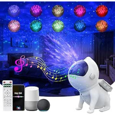 Starry Sky Projector Children, Valentine's Day Decoration Space Dog Night Light Projector with Remote Control / App, WiFi Galaxy Projector and Dimming Timer, LED Projector Soothing Music Compatible