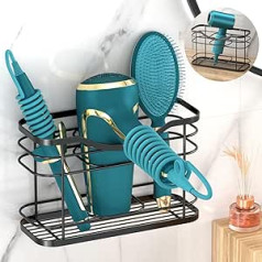 Hair Dryer Holder No Drilling Wall, Hair Dryer Holder Wall Mounting Bathroom Accessories, Hair Tool Organiser, Bathroom Organiser, Multifunctional Storage Basket, Holder for Hair Dryer, Straighteners,