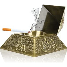 Agatige Pyramid Ashtray, Windproof Vintage Metal Ashtray for Outdoor Use, Egyptian Decor for Home Decoration, Bronzed