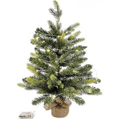 Rebecca Mobili RE6772 LED Table Christmas Tree 60cm Assembled 50 Lights 80 Branches Jute Covered Base - Size: 60 x 35 x 35 cm (HxLxW) - Item RE6772