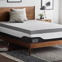 Lucid 10 cm bambusa kokogles Memory Foam virsmatracis — aktivētā ogle — elpojošs virsmatracis, vienguļamā gulta (90 x 190 cm)