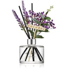 Cocodor Reed Diffuser / Lavender / Room Diffuser / with Real Preserved and Artificial Flowers (April Breeze 200ml)