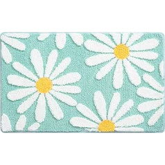 kingsea 40 x 60 cm Daisy Rug vannas grīdas paklājiņš, vannas paklājiņš, neslīdošs mazgājams vannas paklājiņš, margrietiņa, ūdeni absorbējošs paklājiņš, mīksts vannas paklājiņš dušas vannai sānu un virtuves durvīm