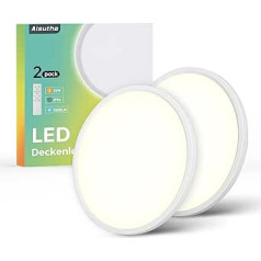 Aisutha LED griestu lampa, 24 W 2800 LM griestu lampa LED griestu gaisma plakaniski regulējama ar tālvadības pulti, 3000 K - 6500 K, IP54 īpaši plāna guļamistabas lampa viesistabai, bērnu istabai, virtuvei,