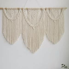 Makramē sienas piekaramie mākslas austi gobelēni Boho dekorēšana Chic Home Decor Dzīvokļa kopmītņu istabas dekorēšana, 110 cm (P) x 82 cm (A), Balkona apdare, Sienas apdare Boho (Komplekts A)