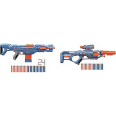 Nerf Elite 2.0 CS-10 Blaster with 24 Nerf Darts and 10 Magazine & Elite 2.0 Eaglepoint RD-8 Blaster, 8-Dart Drum, Removable Telescope and Removable Barrel, 16 Nerf Darts, Bolts