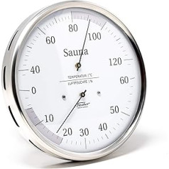 Fischer 194.01 - Sauna-termohigrometrs - 130mm Haar-Hygrmeter und Bimetall-Thermometer aus Edelstahl Ražots Vācijā