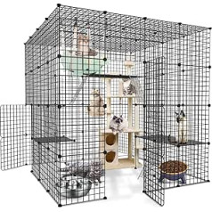 BotaBay DIY Ferret Playpen, DIY Hut Playpen, Removable Metal Wire, Large Cat Cage, Exercise Area for 1-3 Cats, Cat Caves with Dense Metal Wire with a Suitable Ladder
