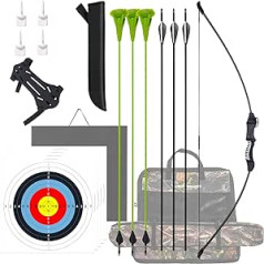 VALYPANOR 45 Inch Bow and Arrow Set for Teenagers, Teenagers, Beginners, Bow Kit for Backyard Sports with 6 Arrows, Target Quiver Indoor and Outdoor for Children and Teenagers 8-15 Years