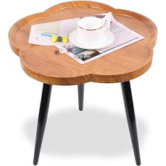 ASLASL Petal Design Coffee Table, Small Room Side Table, Mid-Century Modern Sofa Side Table for Living Room, Bedroom (Cherry Tree/40 cm)