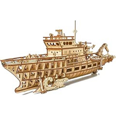 Механический 3D-пазл Wood Trick Yacht из дерева для сборки взрослыми и детьми - Движение до 8 футов - Наборы моделей для взрослых - Деревянные модели 