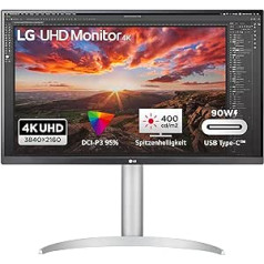 LG Electronics 27UP85NP-W 4K UHD 27 collu (68 cm), 3840 x 2160, 16:9, VESA DisplayHDR™ 400, AMD FreeSync™, IPS ar DCI-P3 95%, 5ms GtG — balts un melns