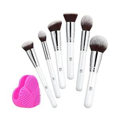 Tb Tools For Beauty T4B ILU Bake You Happy komplekts 7-daļīgs dekoratīvās kosmētikas otu komplekts pūderim, tonālajam krēmam, ar rozā kosmētikas otu tīrītāju, ar sintētiskiem sariem