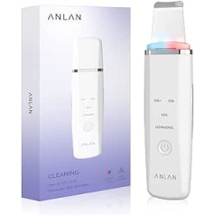 Anlan Ultrasonic Exfoliator ANLAN Skin Scrubber Red and Blue Phototherapy Ultrasonic Scrub Pore Cleaner Acne Remover Ion Skin Cleaner Face Massager for Facial Cleansing Face Care V Face