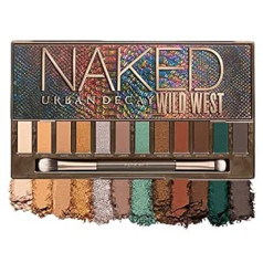 Urban Decay | Naked Wild West acu ēnu palete | Acu ēnu palete | Acu grims | 12 krāsas | Ietver spoguli un otu | Dabīgi smilšu toņi | Zils un zaļš | Vegāns | 11,4 g