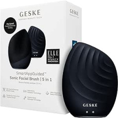 Geske SmartAppGuided™ Sonic Facial Brush 5 in 1 Electric Facial Cleansing Brush Soft Silicone Brush Professional Facial Cleansing Device Face Massager