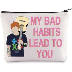 BWWKTOP Cosmetic Bag Makeup Bag Singer Album Inspired Gifts My Bad Habits Lead To You Music Lyrics Makeup Zipper Bag Singer Merchandise, My Bad Habit, Bag