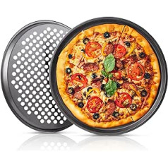 2 X Non Stick Perforated Pizza Tray 33cm Crispy Crust