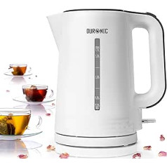 Duronic EK17 WE Kettle, 1.7 L Capacity, 2200 Watts, Quick Boiling, Base with Wireless Kettle, Automatic Shut-Off, Contemporary Design, White