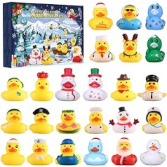 LIHAO Advent Calendar 2023 Children with 24 Pieces Toy Ducks Christmas Advent Calendar 24 Days Countdown Calendar Rubber Ducks Children Gift