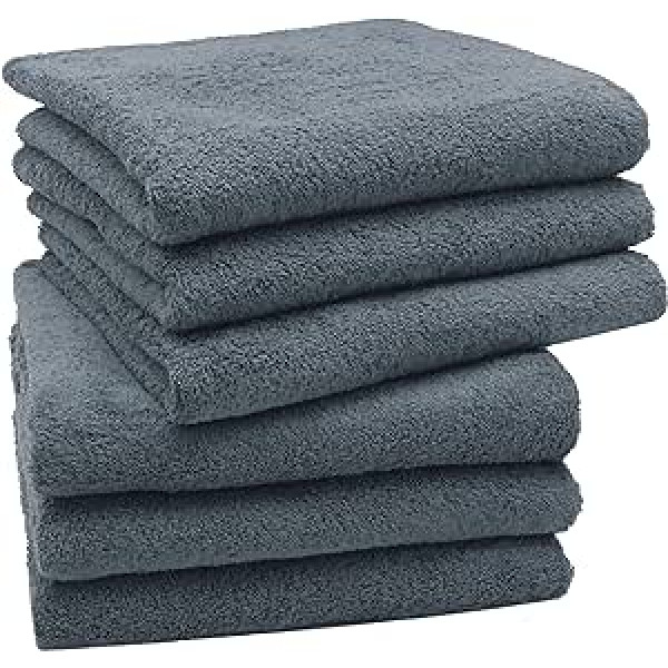 Zollner 083 Hand Towels Cotton 50 x 100 cm Washable at 95 °C Set of 6., grey, 50 x 100 cm