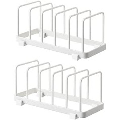 YunNasi Plate Holder Vertical Plate Stand Dish Rack Tableware Tray Chopping Board Bakeware Holder Cabinet Dish Rack Kitchen Organiser Easy to Clean (White, Pack of 2)