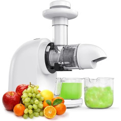 Slow Juicer Juicer, 70 RPM Vegetable and Juicer, Slow Juicer with Anti-Clogging Function, Ice Net and Juice Filter, BPA Free, 150 W, White