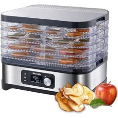Biolomix Dehydrator with 5 trays and adjustable temperature, timer for drying fruit, vegetables, meat, turkey, fish meat and other homemade foods