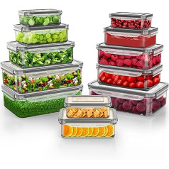 TUSEASY Food Storage Containers with Lid, Pack of 12 Storage Containers, Airtight Storage Box with Lid, Kitchen Meal Prep Boxes, Tupperware Set, BPA-Free Plastic Box, Suitable as a Fridge Organiser