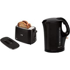 Jata TT631 Black Toaster with Protective Lid and Two Extra Wide Slots, with Electronic Toast Regulator & Clatronic WK 3445 Kettle, Capacity up to 1.7 Litres, 2200 Watt, Black