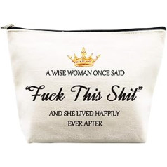 Birthday Gifts for Women, Mother, Best Friend, Mother's Day Gifts, Unique Retirement Gifts, A Wise Women, Once Said, Makeup Bag for Colleagues, White, 26 x 20 x 0.6 cm, White