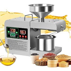 Anatole Oil Press Electric Cold Press Hot Press Oil Mill Stainless Steel 820 W Seed Oil Press Machine 40-240°C Temperature Adjustable Commercial Household