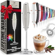Zulay Milk Boss Milk Frother, Hand-Held Foamer for Lattes, Whisk Drink Mixer for Coffee, Mini Foamer for Cappuccino, Frappe, Matcha, Hot Chocolate (Grey)