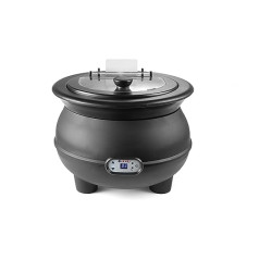 HENDI Soup kettle, soup cooker, soup warmer, soup station, digital control panel, 8L, 230V, 435W, diameter 370 x (H) 300 mm, stainless steel 18/8, black