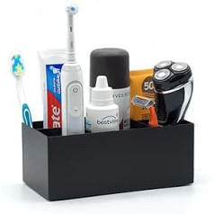 Toothbrush Holder Black Stainless Steel Bathroom Organiser Box with 5 Compartments - Toothbrush Cup Black - Toothbrush Organiser - Toothbrush Holder Electric Toothbrush