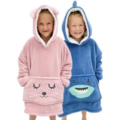 Blanket Hoodie for Children – Cute Animal Cuddly Hoodie Children 5-10 Years – Soft & Warm Children's Hoodie Blanket Children – Oversized Blanket Hoodie for Girls & Boys