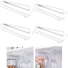 JMIATRY Set of 4 Wine Glass Holders Hanging Stainless Steel Wine Glass Holder for Hanging 26 cm White Glass Holder Cabinet for Kitchen, Bar and Restaurant