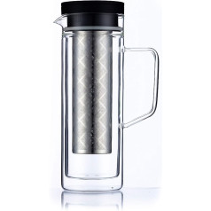 Cold Brew Dripper Coffee Machine & Iced Tea Jug Double-Walled Airtight Glass Pot Cold Brewer Carafe with Removable Filter Fine Coffee Strainer Cafetiere Glass for 7 Cups Coffee Maker