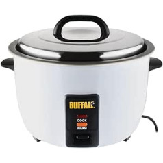 Buffalo 1055kW Gewerblicher Reiskocher 4Ltr, Weiß, Reiskapazität: 10 Ltr gekocht / 4,2 Ltr trocken, Antihaftbeschichteter Topf, Reismaß und Spatel inklusive, CN324