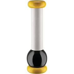 Alessi MP0210 1 Salt / Pepper and Spice Mill Beech Wood Yellow Black and White 100 Values Collection Steel