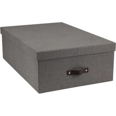 BIGSO BOX OF SWEDEN INGE Set of 3 Storage Boxes for Bedroom, Children, Work or Bathroom - Organiser Box with Lid - Linen Look Storage Boxes - Grey