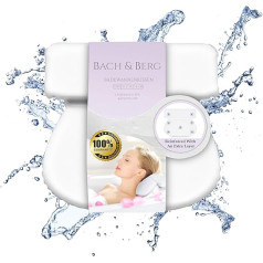 Bach&Berg® Premium vannas spilvens galvas, kakla un muguras atbalstam, ūdensizturīgs, ar 7 neslīdošiem piesūcekņiem, piemērots jebkurai vannai, vannas istabai un mājas spa piederumiem