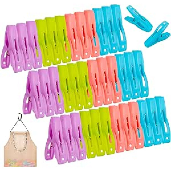 Fuyamp Clothes Pegs for Clothesline, Clothes Pegs with Peg Bag, Strong Hold Windproof Clothes Pegs for Drying Clothes, 60 Pieces