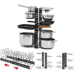 MAKLIK Telescopic Pans Shelf with 12 Shelves - Lid Organiser Kitchen Accessories - Pot Organiser Cabinet Drawers Organiser System Kitchen Organiser Pan Divider Cooking Pot Lid Holder Pot Rack